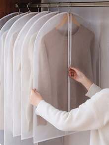 1/3/5 piezas Funda antipolvo para prendas colgantes, bolsa antipolvo para abrigos en el hogar, funda protectora antipolvo para trajes - transparente - Ver 10