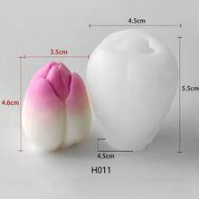 Khuôn silicon làm nến sáp hình hoa tulip thủ công, dụng cụ mài đá thơm hình hoa, dụng cụ nghiền đá thơm. - Trắng - Xem 4