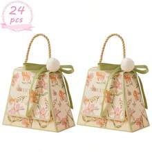 24PCS Wedding Party Favour Gift Treat Packaging Paper Boxes With Handle And Ribbon Elegant Chocolate Candy Paper Boxes For Bridal Shower Party - Multicolor - View 9