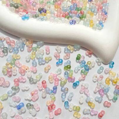 4mm 500 Pieces 1000 Pieces Frosted Dual Color Gold Sprinkled Hanging Hole Round Beads Acrylic Rice Beads Scattered Beads DIY Bracelet Bead Material