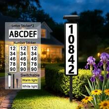 2pcs Outdoor Solar Mailbox Light With Pole, Dual-Mode Design, 1200Mah,Easy Installation, LED Address Sign For Home And Mailbox, Modern Lighting Technology, Glow-In-The-Dark Numbers, A Must-Have For Homeowners - Đèn số nhà năng lượng mặt trời nâng cấp - Xem 1