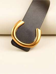 Women's PU Leather Metal Buckle Belt Letter Shaped Waist Belts For Jeans Dress - màu đen - Xem 5