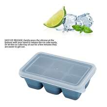 Silicone Ice Cube Trays: Reusable 6-Cavity Molds With Removable Lid, Leak-Proof Design And Easy-Release Soft Base For Effortless Ice Making. - 藍色 - 查看 2