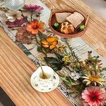 1pc Vintage 3D Floral Table Runner, Industrial Art Style Polyester Rectangular 3D Embossed Dining Table Decor Cloth, Suitable For Retro Restaurant Decor, Multiple Sizes Available - Multicolor - View 5