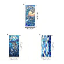 1/3pcs Ocean Style Static Cling Frosted Window Film. Wave Sunrise And Jellyfish Pattern. Decorative Privacy Window Sticker, Removable Sunshade Suitable For Living Room, Bedroom And Bathroom Glass Doors And Windows. - Multicolor - View 12