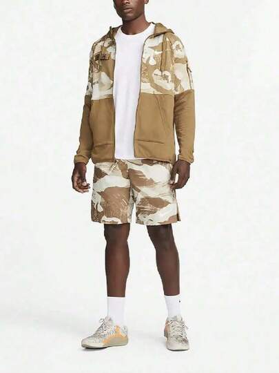  Nike Dri-FIT Fleece Camouflage Zip-Up Cardigan Training Hooded Jacket For Men