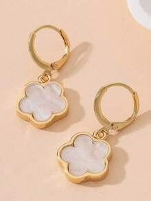 新款欧美四叶草耳环，甜美精致时尚简约五叶花耳环 - 彩色 - 查看 3