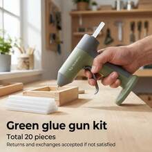 [Wireless Glue Gun] Green Hot Melt Glue Gun | 20-Piece Accessory Set | Extra Long Battery Life | Returns And Exchanges Available If Unsatisfied. - Multicolor - View 2