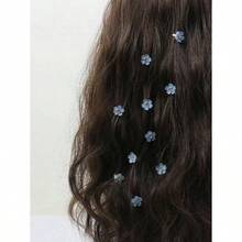 10pcs Rhinestone Flower Hair Clips, Braided Hair Clips, Women Hair Accessories, Vacation Outfits Woman, Looks Of Party - 藍色 - 查看 5