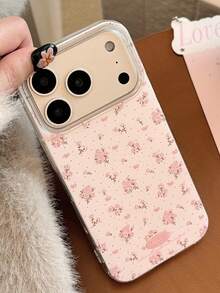 Spring Floral Glitter Phone Case Compatible With IPhone 17/17 Pro, Cute & Protective Cover For IPhone 13/14/11 - Pink - View 3