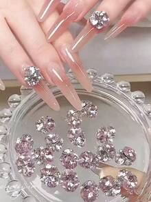 10/5PCS Rhinestones Kuku Berkilau Paduan Logam yang Ditumpuk – Hiasan Kuku Bling 3D Aneka Warna untuk Seni Kuku Akrilik, Dekorasi Manikur DIY Kuku - MultiWarna - View 2