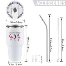 30oz Stainless Steel Tumbler Black White Options,  It's Ok To Be Different Flamingo Design Graphic Cups, Insulated Travel Coffee Mug With Lid And Straw , Double Wall Vacuum Reusable Travel Cups, Funny Birthday Party Gift For Women & Men - 白色 - 查看 3