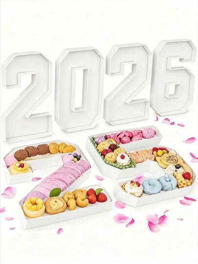 1 pièce Plateau en forme de chiffres 0-9, accessoire photo, plateau alimentaire DIY, boîte en carton décorative pour les chiffres, convient pour les anniversaires des personnes âgées, les fruits, les biscuits, les desserts, les gâteaux, les cérémonies de remise des diplômes, le 1er anniversaire, les réunions de famille, les douches de mariage, fait main