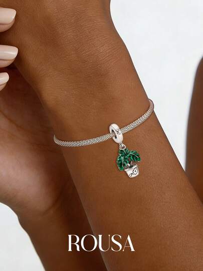 1ชิ้น จี้เงินแท้ 925 รูปเต่าทะเล ใบไม้ ห้อยลูกปัด เหมาะสำหรับสร้อยข้อมือผู้หญิง กำไล DIY เครื่องประดับ และตกแต่งประจำวัน