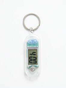 1pc Transparent Techno-Style Mini Key Chain Clock, Silent Desktop Alarm Clock For Students, Convenient Bag Pendant - Multicolor - View 7
