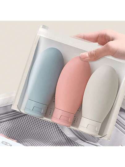 Leak-Proof Travel Bottles Set, 3 Packs Silicone Squeeze Containers For Shampoo, Conditioner, Lotion, Toiletries - , Portable Size For Carry-On Luggage