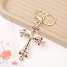 1PC Creative Rhinestone Cross Pendant Keychain Metal Car Hanger Small Gift Business Gift Hot Selling Style - B - View 24