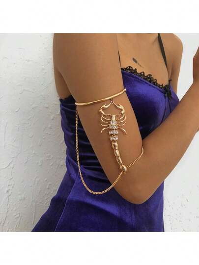 Brazalete de brazo con inspiración en el escorpión griego dorado, brazalete de diamantes para mujeres, adecuado para fiestas y uso diario