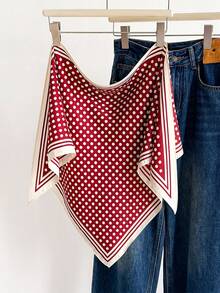 1 chiếc khăn choàng/khăn quàng cổ đa năng họa tiết chấm bi cổ điển, phù hợp cho sử dụng hàng ngày, công sở và du lịch, mùa xuân/hè. - Đỏ - Xem 6