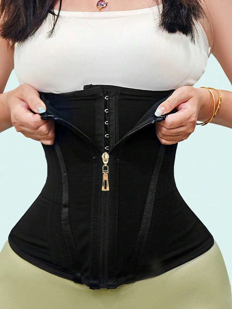 Faja reductora de cintura con cremallera para mujer - Negro - Ver 1