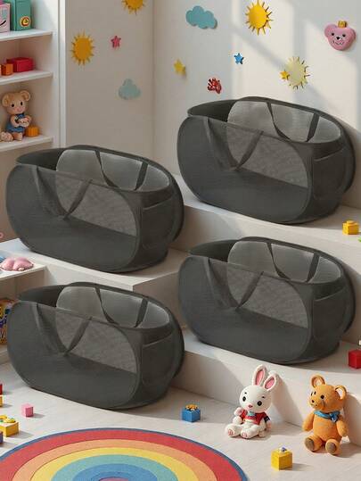 1个大号简约多功能网状收纳篮，采用优质耐用材料，男女通用，大容量收纳，轻便易携，适合日常居家使用和旅行，易于清洁保养，不褪色不变形，可收纳玩具、书籍、杂物，也可作婴儿尿布袋使用。