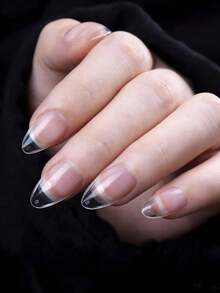 240pcs Short Almond Shaped Clear Press-On Fake Nails, Manicure Supplies - Clear - View 3