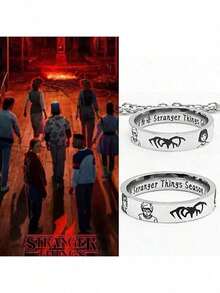 1pc Stranger Things Inspired Unisex Ring, Unique Style, Suitable As New Year, Valentine's Day, Easter Gift [Random Style] - Multicolor - View 6