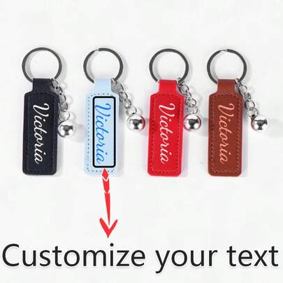 Personalisierter Leder-Schlüsselanhänger mit Glöckchen, personalisierter Namens-Schlüsselanhänger, personalisiertes Geschenk für Frauen, personalisiertes Geschenk, individualisiertes Geschenk zum Geburtstag/Jahrestag