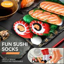 两双新款趣味多彩寿司主题船袜礼盒装，春夏新款男女通用运动袜，创意十足的食物灵感设计，针织面料，加长加厚，柔软舒适，是生日、情人节、复活节、斋月、狂欢节、约会、派对、节日等场合的完美礼物，独特个性的抽象日常休闲袜，热门食物主题穿搭，适合所有季节，是情侣、朋友、度假/户外运动/健身房/居家/办公穿着的理想之选。 - 彩色 - 查看 9