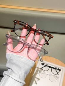 Unisex Casual Retro Geometric Fashion Transparent Lens Glasses, Suitable For Various Outfits, Streetwear, Travel And Beach - Multicolor - View 4