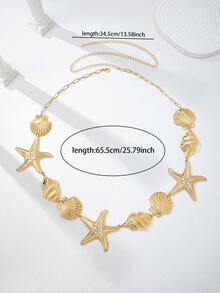 1 chiếc dây đeo eo hình sao biển phong cách mùa hè, phụ kiện trang sức cơ thể cho bikini và đồ bơi nữ. - Vàng - Xem 3