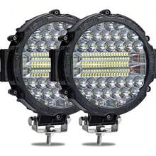 1 pieza Barra de luz LED redonda de 7 pulgadas, 2 piezas Barra de luz de conducción de 201W, Combo de luces antiniebla de haz combinado LED para todoterreno, camión, ATV, SUV, cazadores - A - Ver 8