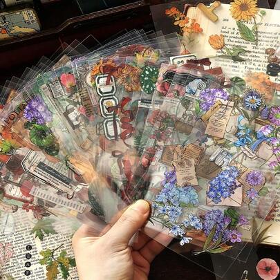 1 książka, zabytkowa książka z naklejkami botanicznymi, naklejki z serii Memory Tour PET, etykiety na opakowania prezentów, naklejki do układania w stosy do dziennika, dekoracyjne akcesoria do albumów ze zdjęciami i pamiętników, naklejki do pamiętnika ze śmieciami, dekoracyjne naklejki artystyczne i rzemieślnicze, arkusze do scrapbookingu, artykuły papiernicze, zabawne naklejki