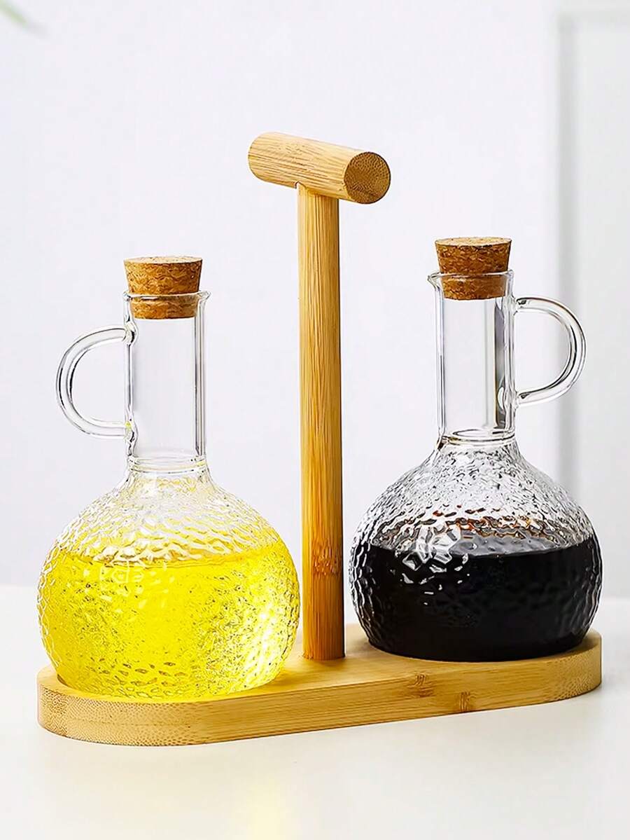 1/3Pcs/Set 300/350ml Glass Oil Bottle With Lid Oil Pot Leak Proof Oil Bottle Kitchen Outdoor Picnic Condiment Container - View 1