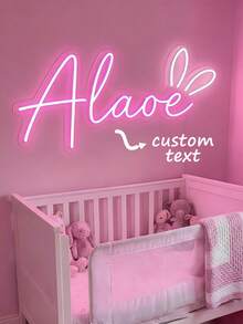 Customizable Dimmable USB Neon Light Sign, Suitable For Wall Decor, Customized Easter Children's Gift With Bunny Ears And Child's Name Neon Light, Customized Children's Name Light, Easter Party Decoration - 兔子耳朵燈 - 查看 2