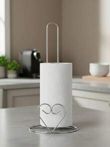 Portarotolo da cucina verticale con rivestimento elettrolitico, finitura naturale, supporto e esposizione verticale per rotoli di carta, portarotolo verticale - Bianco e nero - Visualizzare 3
