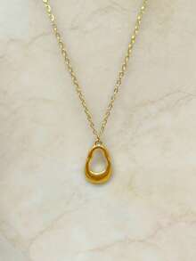 1 chiếc dây chuyền mặt dây hình giọt nước bằng thép không gỉ mạ vàng 18K, thanh lịch và đa năng, phù hợp để đeo hàng ngày, quà tặng Ngày của Mẹ. - Vàng - Xem 2