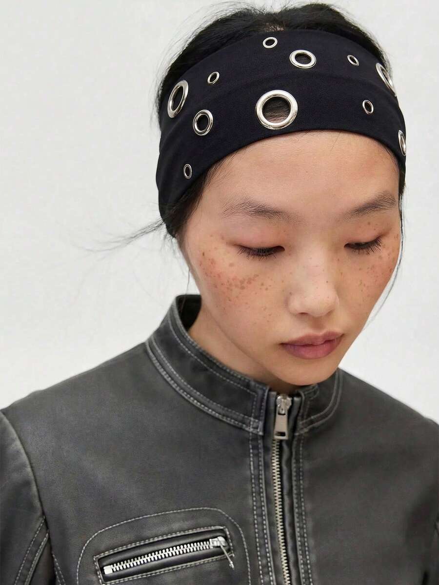 1 Băng đô thời trang Punk, Băng đô hình học Gothic bất đối xứng mềm mại, co giãn, chống trượt, dùng cho bãi biển/ngày lễ, Băng đô thể thao Yoga co giãn, đa năng cho các dịp hàng ngày, Phụ kiện tóc thời trang, Băng đô cài tóc mùa thu đông cho trang phục đi nghỉ, Khăn quàng cổ thanh lịch cho nữ, Băng đô quấn đầu mềm mại - màu đen - Xem 1