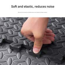 11.81x11.81 英寸优质 EVA 泡沫垫，树叶纹理，防滑互锁地垫，适用于瑜伽、健身、儿童房 - 查看 3