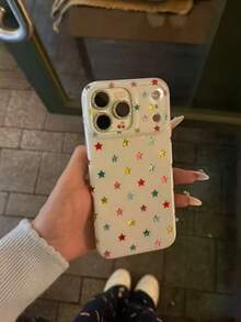 Star Feather Chiffon Starry Sky Design Full Coverage Protective Phone Case Compatible With Iphone 14 Pro Max, 16, 17, Compatible With Iphone 15, 13, Cute & Unique - White - View 3