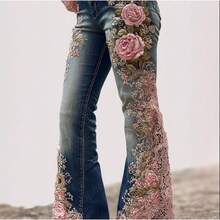 Digital Print Women's Trousers With Colorful Floral Pattern Imitation Jeans - ADFGRVV4 - 查看 1