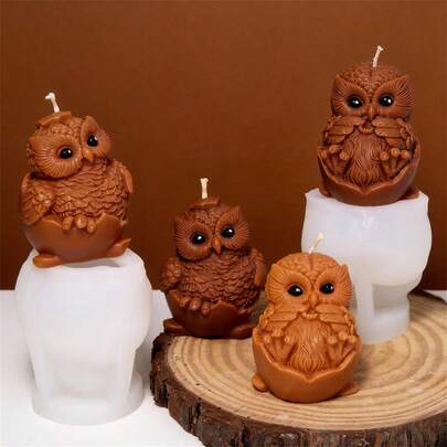 3D Owl In Eggshell Silicone Mold - Cute Baby Owl Candle Mold For DIY Soap, Wax, Resin Casting, Plaster Craft Making
