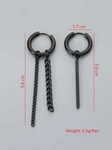 1对不锈钢流苏不对称耳环，时尚独特设计，男士款 - 不對稱耳環 - 查看 6