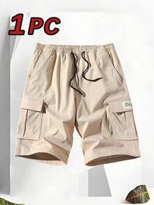 Quần short cargo nam kiểu dáng thường ngày, nhiều màu sắc, chất liệu polyester, dây rút eo, dây đeo vai điều chỉnh được, cạp chun co giãn, nhiều túi, lý tưởng cho phòng tập thể dục, có thể giặt được, quần short thể thao mùa hè, vải bền, quần jogger, món quà hoàn hảo cho bố và bạn trai nhân dịp tựu trường, Giáng sinh. - Màu be - Xem 3