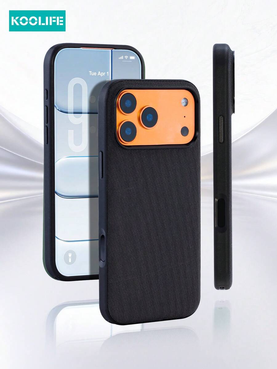 Koolife 磁吸式手机壳，PC+TPU材质，纯色设计，独立金属按键，轻薄防刮防摔，适用于 17/17 Pro/17 Pro Max - 黑色 - 查看 1