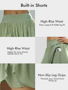Women's Mesh Skirt With Shorts, Pockets Design, Breathable Fabric Suitable For Badminton, Tennis, Yoga, Running, Marathon And Other Sports - Mint Green - View 4