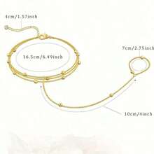ANGOL Women's Elegant Gold Beaded Chain Bracelet - KC Gold Plated Exquisite Layered Jewelry, Suitable For Daily And Party Use, Versatile Fashion Accessory For All Seasons - Vàng - Xem 5