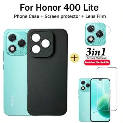 For Honor 400 Lite Phone Case Shockproof For Honor 400 Tempered Glass Film + Screen Protective Film+Lens Film
