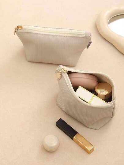 1pc Small Fashionable & Elegant Women's Portable Makeup Bag, Suitable For Travel, With Lipstick Organizer Pouch, Boho Style, Suitable For Beach, Bathroom, Bedroom Storage, Large Capacity