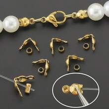 A Set Of 160pcs Stainless Steel Golden Connecting Rings, Which Includes 80pcs Double Hanging Clasps And 80pcs Positioning Beads, Suitable For Making Jewelry Accessories, Bracelet And Necklace Connectors, Earring And Pendant End Clasps - Buckle + Positioning Bead - View 5